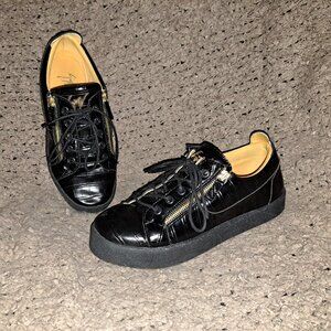 GIUSEPPE ZANOTTI-Frankie-Black Croc Low Top Casual Sneakers-Sz 42-Excellent